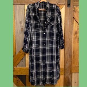 Express, Button Down Shirt Dress, Navy Plaid, Size XS